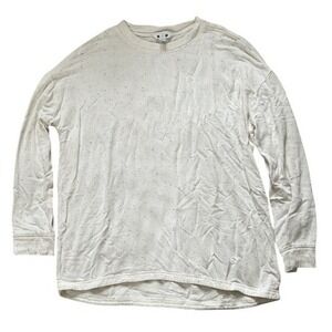 Three Dots Womens White Confetti Fleck Long Sleeve Crewneck‎ Top 1557205 Size M